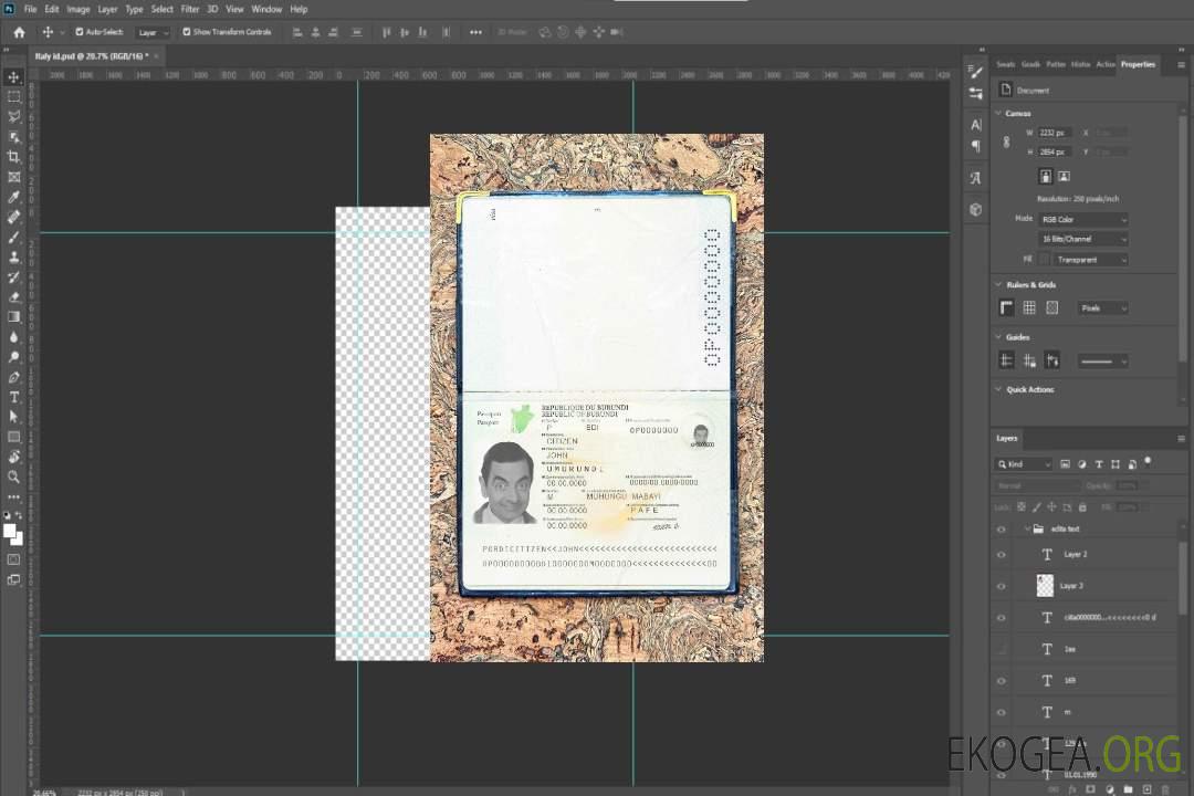 Aperçu photo du passeport burundais (2011-2019) template